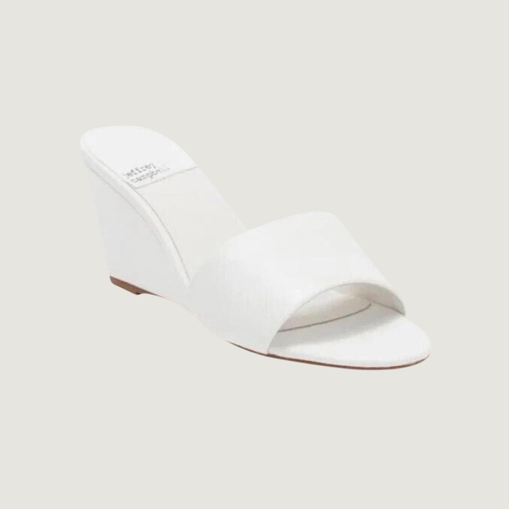 Jeffrey Campbell White APPETIT Wedge Sandal Heel Leather Slide Sz 9